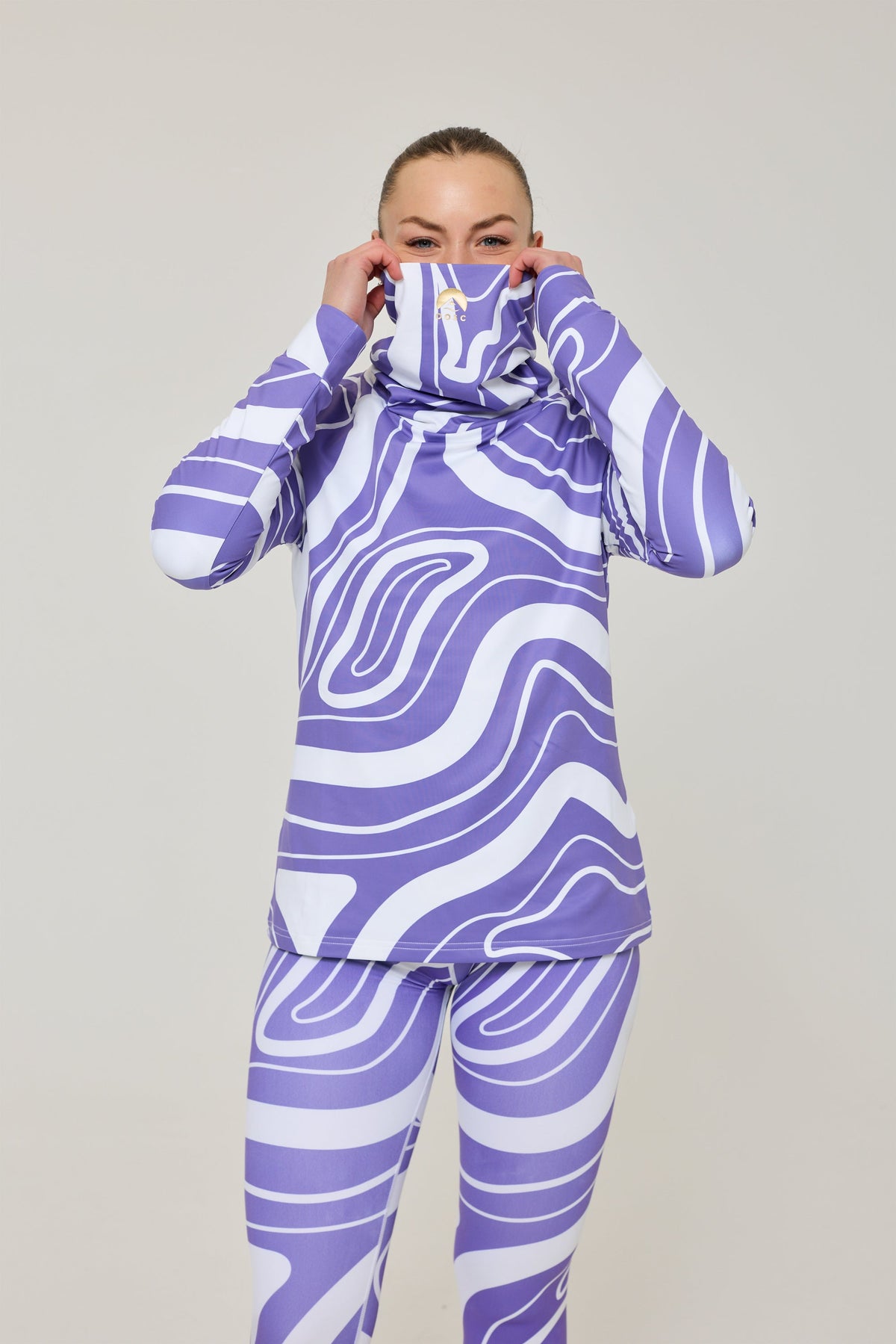 Purple Swirl Women's High Neck Baselayer Top