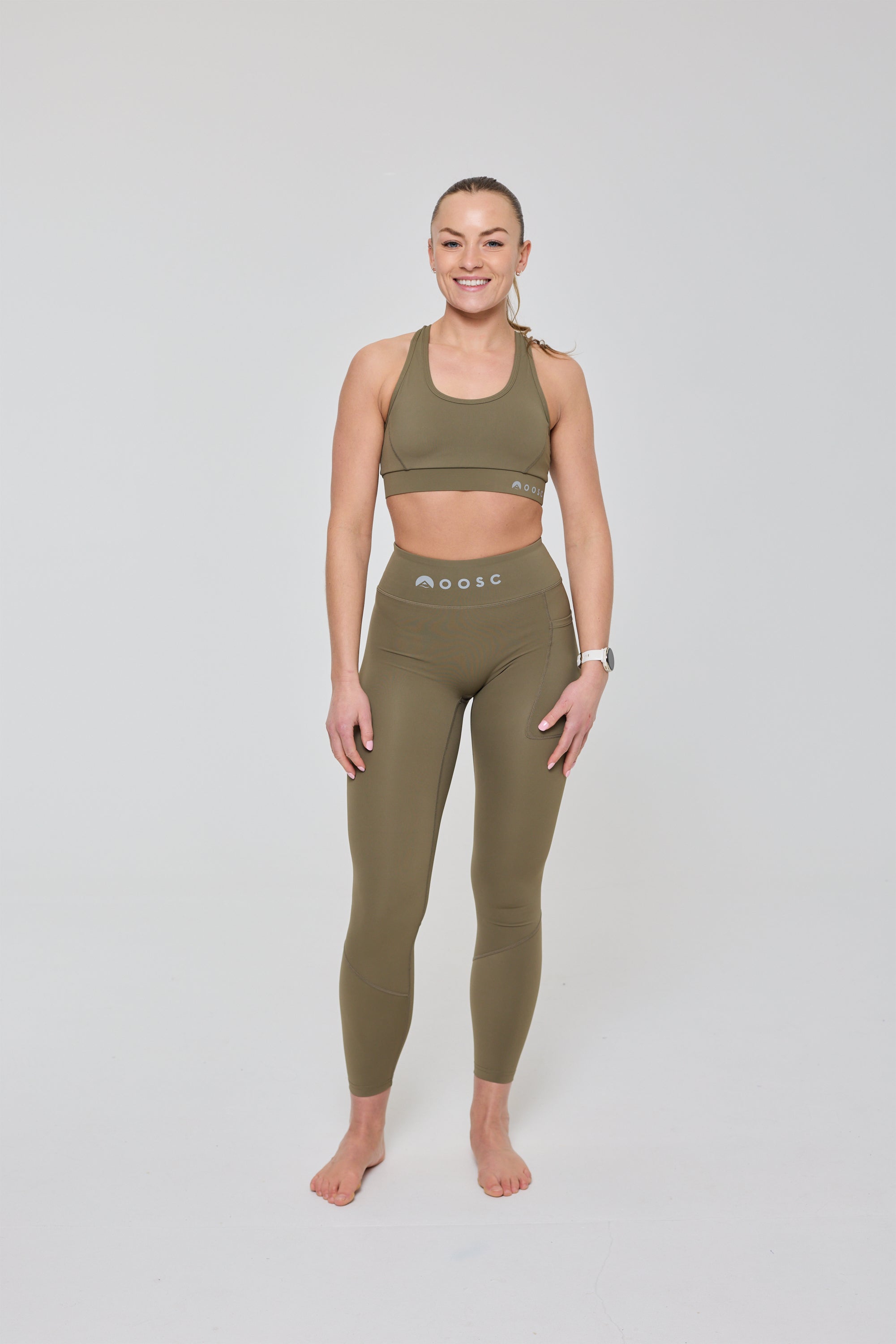 Infinite High Waisted Leggings - Khaki