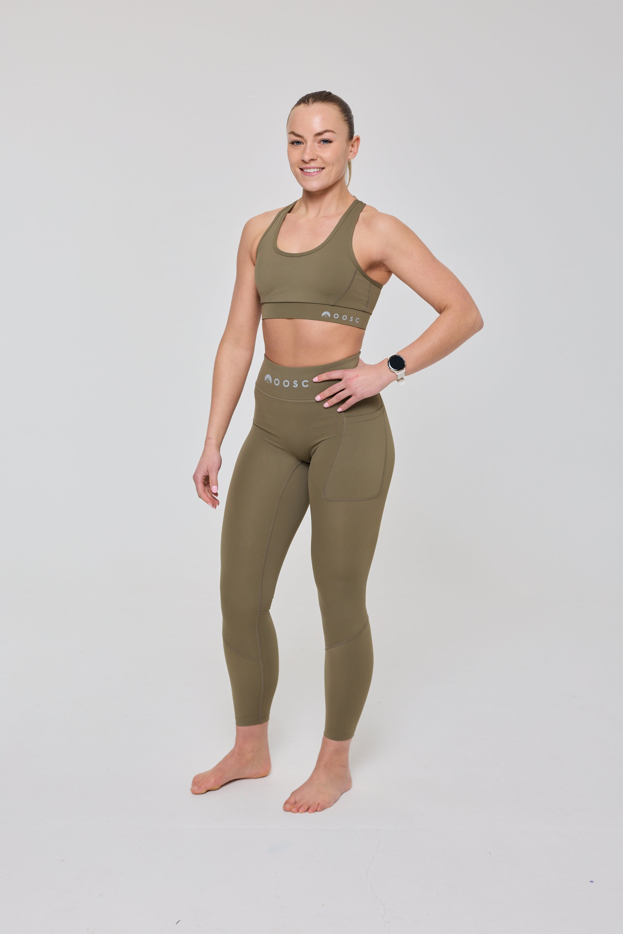Infinite High Waisted Leggings - Khaki