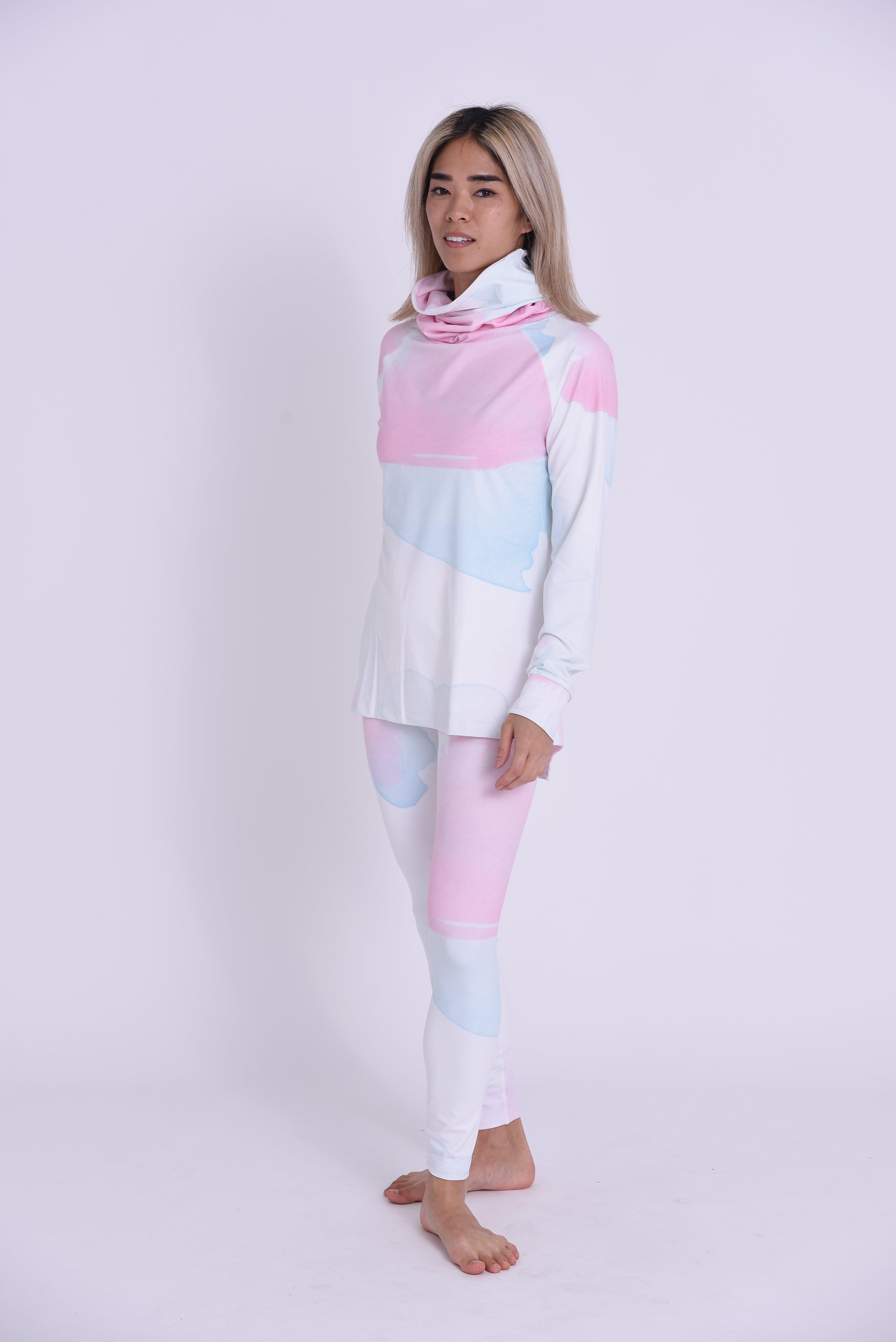 High Neck Baselayer Top Watercolour- Women's