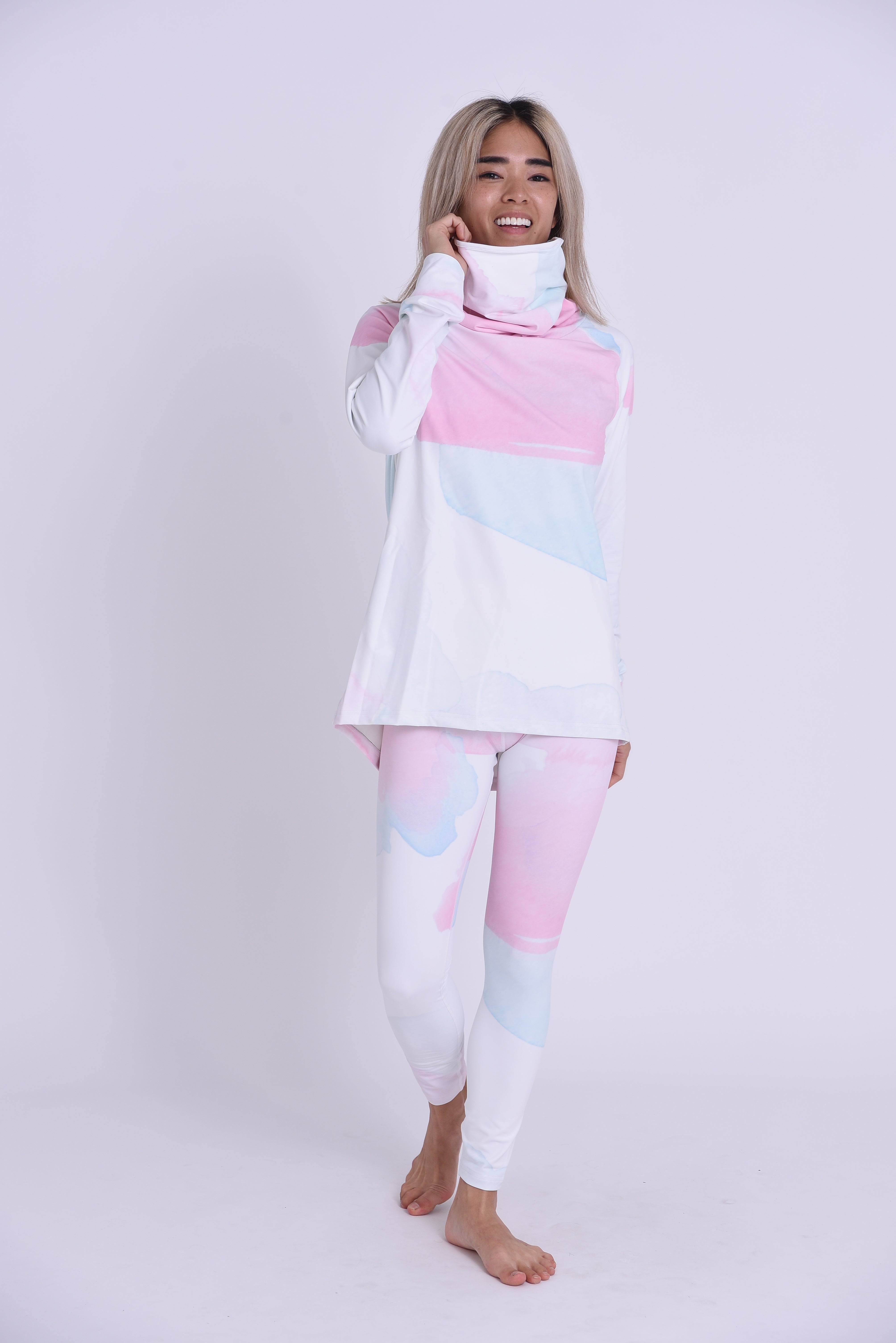 High Neck Baselayer Top Watercolour- Women's