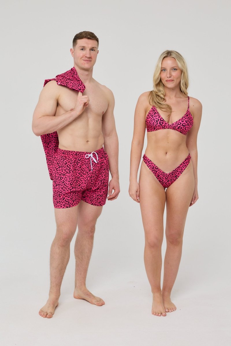 Pink Leopard Men's Short Sleeve Shirt - OOSC Clothing