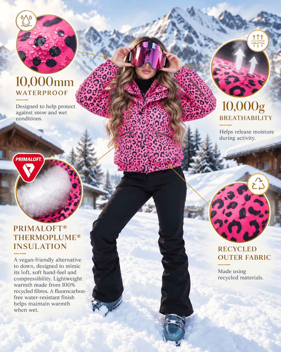 Chic Puffer Jacket - Rosé Leopard