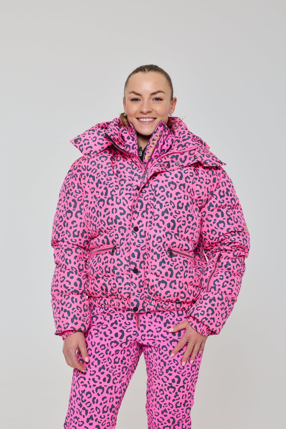 Chic Puffer Jacket - Rosé Leopard