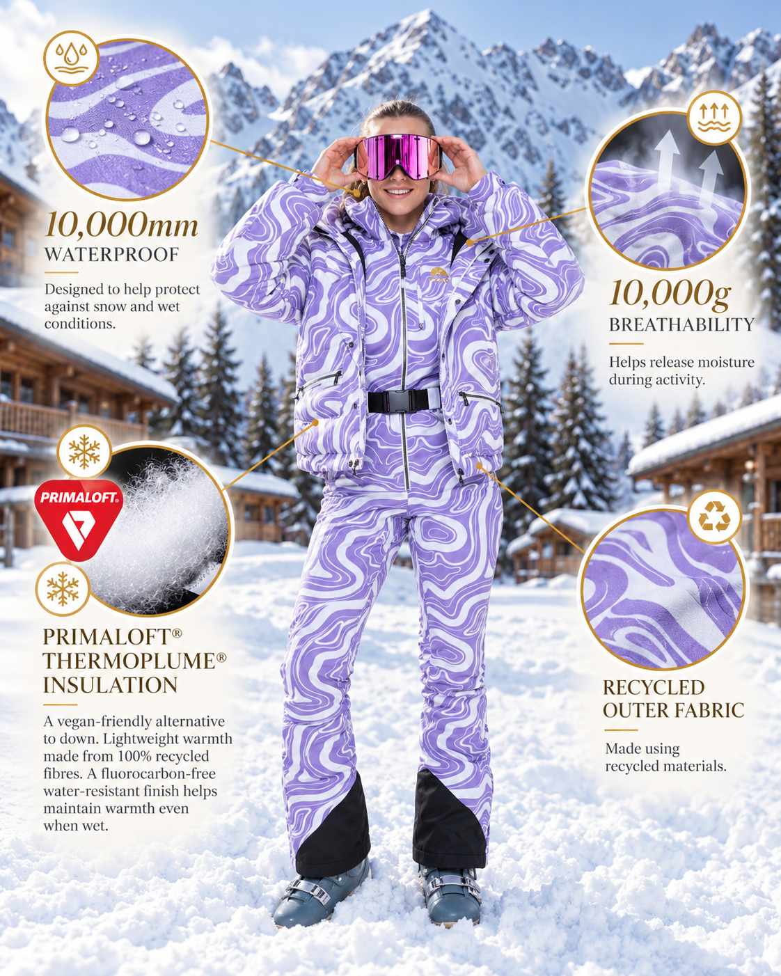 Chic Puffer Jacket - Amethyst Wave