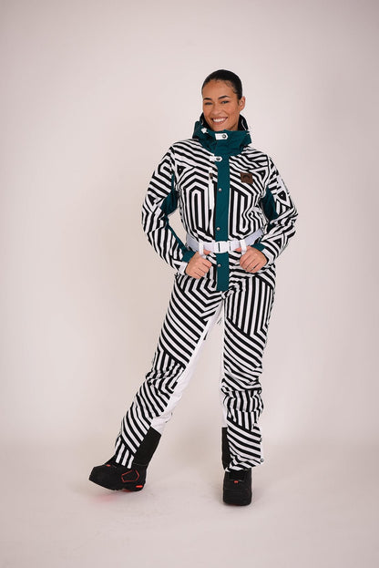 Fall Line Black & White Curved Women's Ski Suit