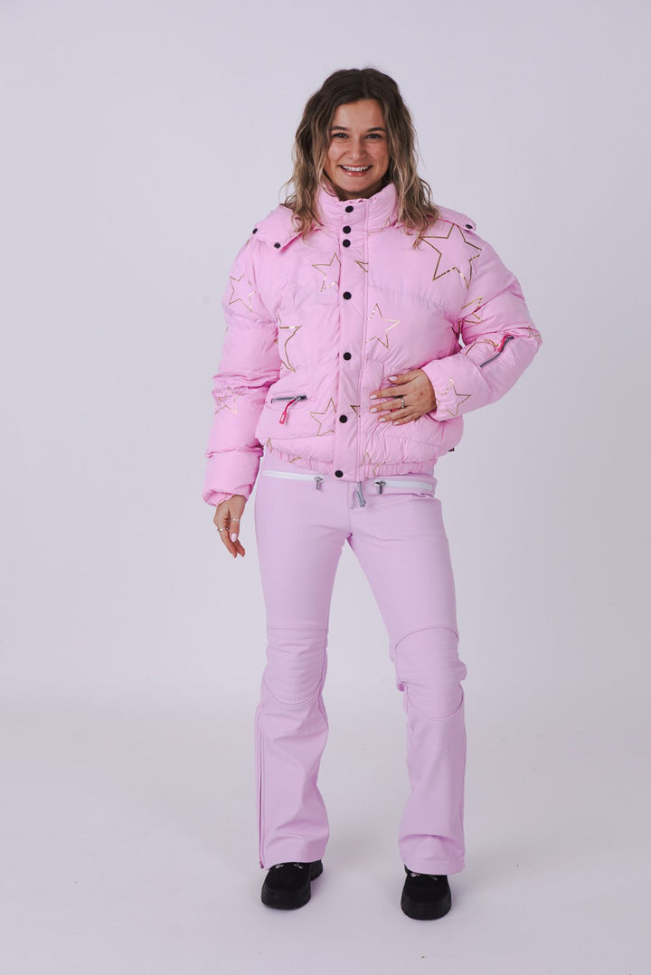 Pink with Stars Chic Puffer Jacket