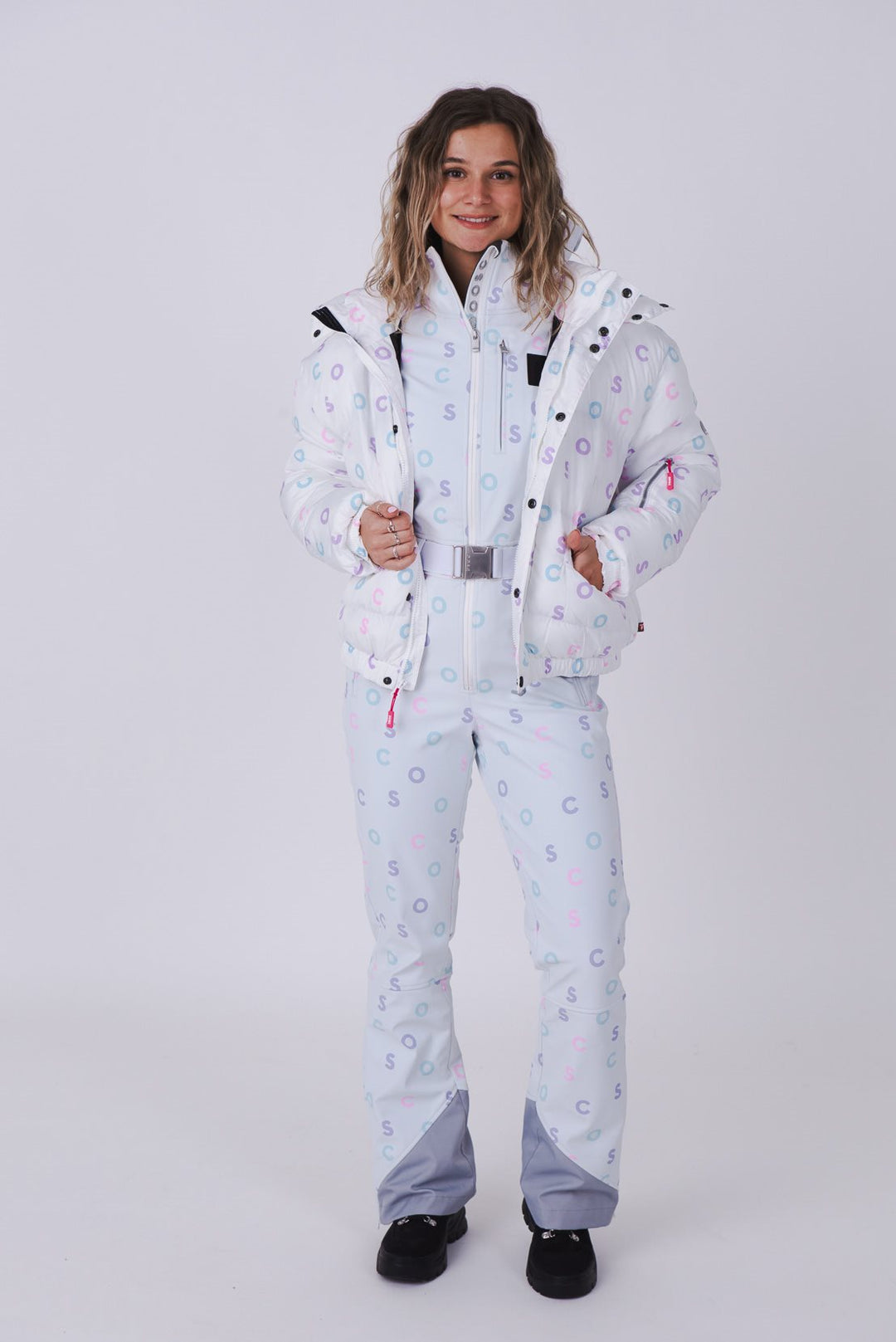 White OOSC Print Chic Ski Suit