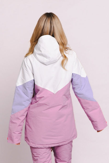 1080 Women's Ski & Snowboard Jacket - Pastel Pink, White & Pastel Purple - OOSC Clothing