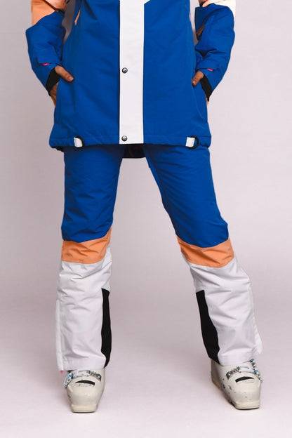 1080 Women's Ski & Snowboard Pant - Pastel Peach, White & Blue - OOSC Clothing