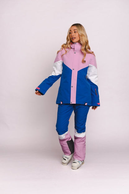 1080 Women's Ski & Snowboard Pant - Pastel Pink, White & Blue - OOSC Clothing