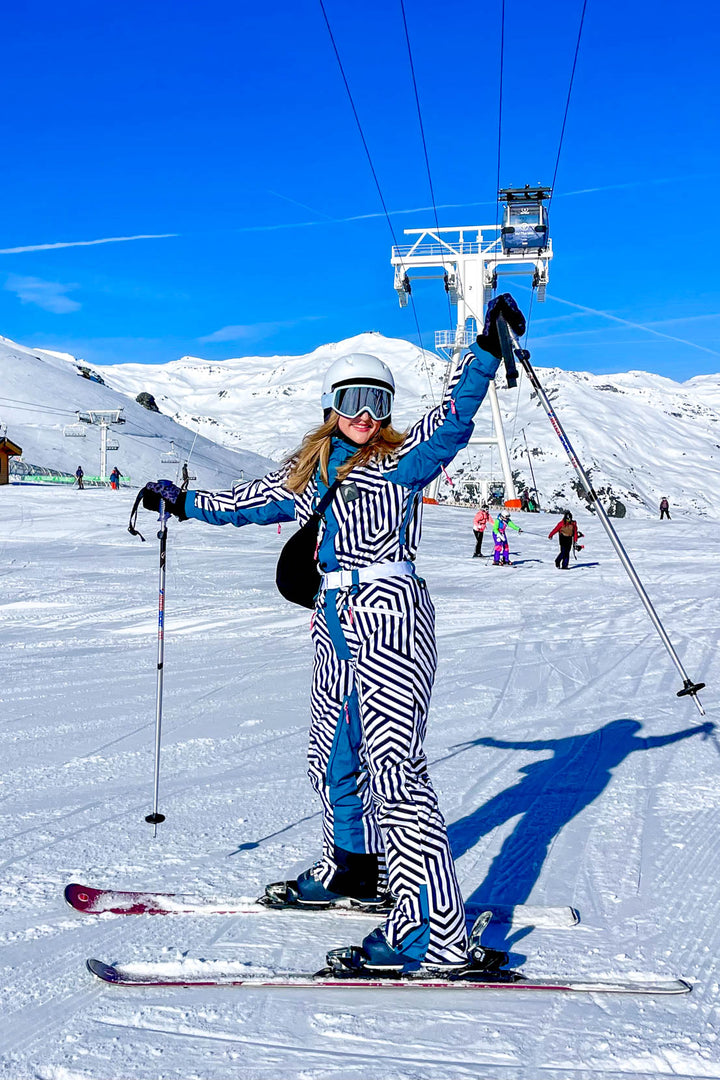 Combinaison de ski courbée noire et blanche pour femme Fall Line