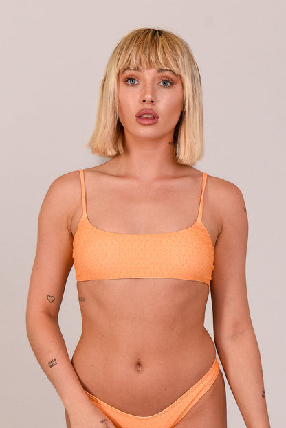 Haut de bikini court à lacets Tangerine Squeeze