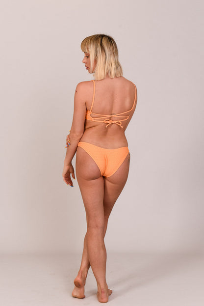 Tangerine Squeeze Lace up Crop Bikini Top