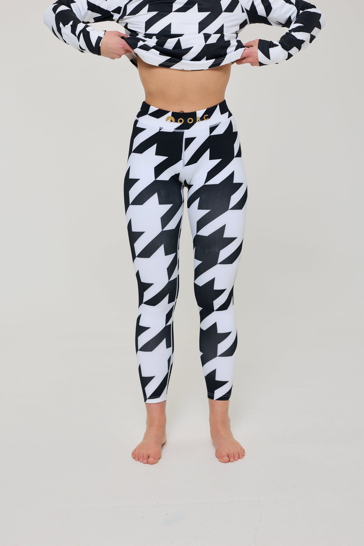 Baselayer Leggings - Black & White Houndstooth Women's
