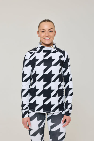 Black & White Houndstooth Women's Baselayer Top