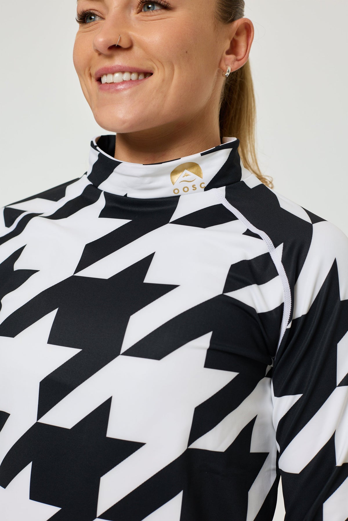 Black & White Houndstooth Women's Baselayer Top