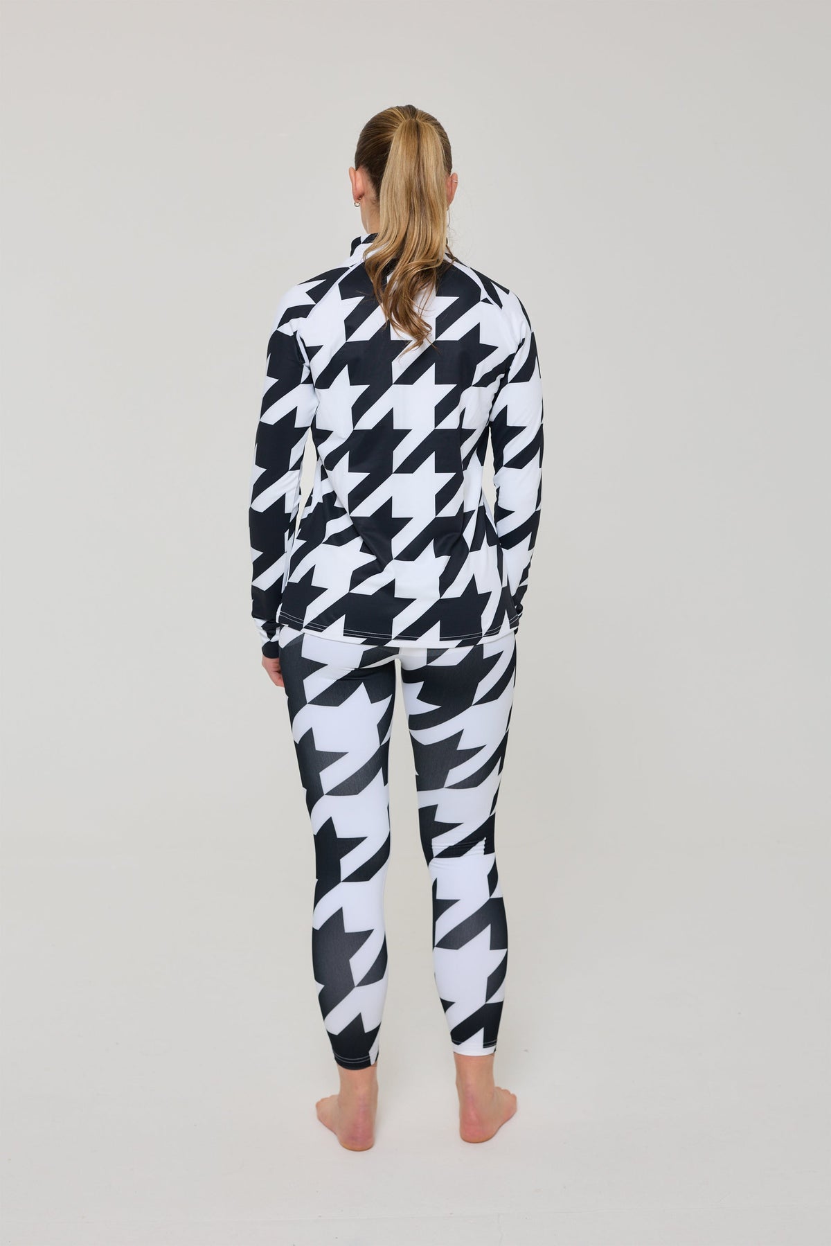 Black & White Houndstooth Women's Baselayer Top