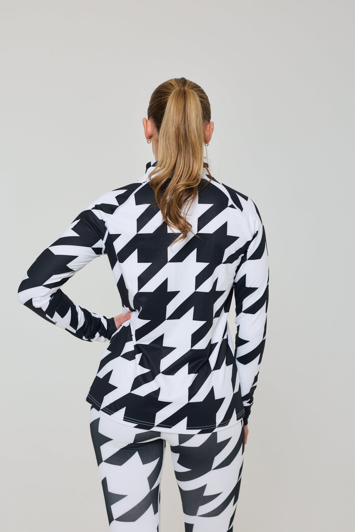 Black & White Houndstooth Women's Baselayer Top