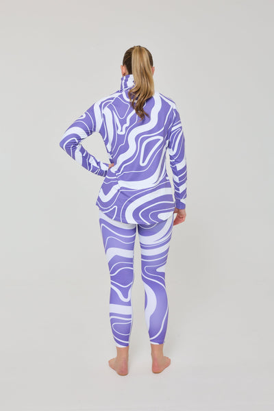 Purple Swirl Women's High Neck Baselayer Top