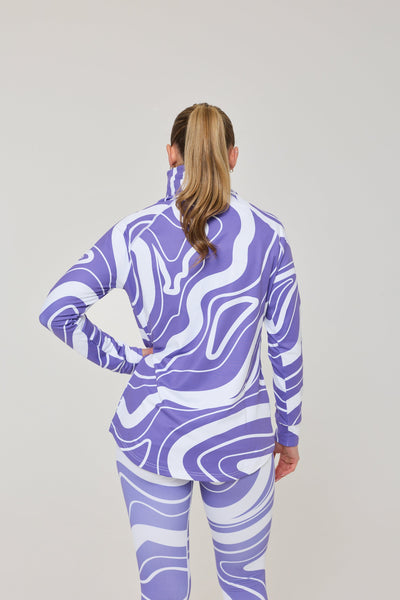 Purple Swirl Women's High Neck Baselayer Top