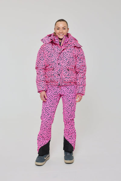 Chic Puffer Jacket - Rosé Leopard