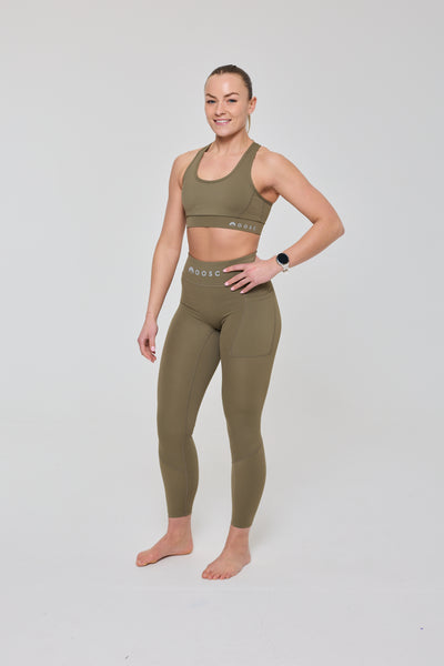 Infinite High Waisted Leggings - Khaki