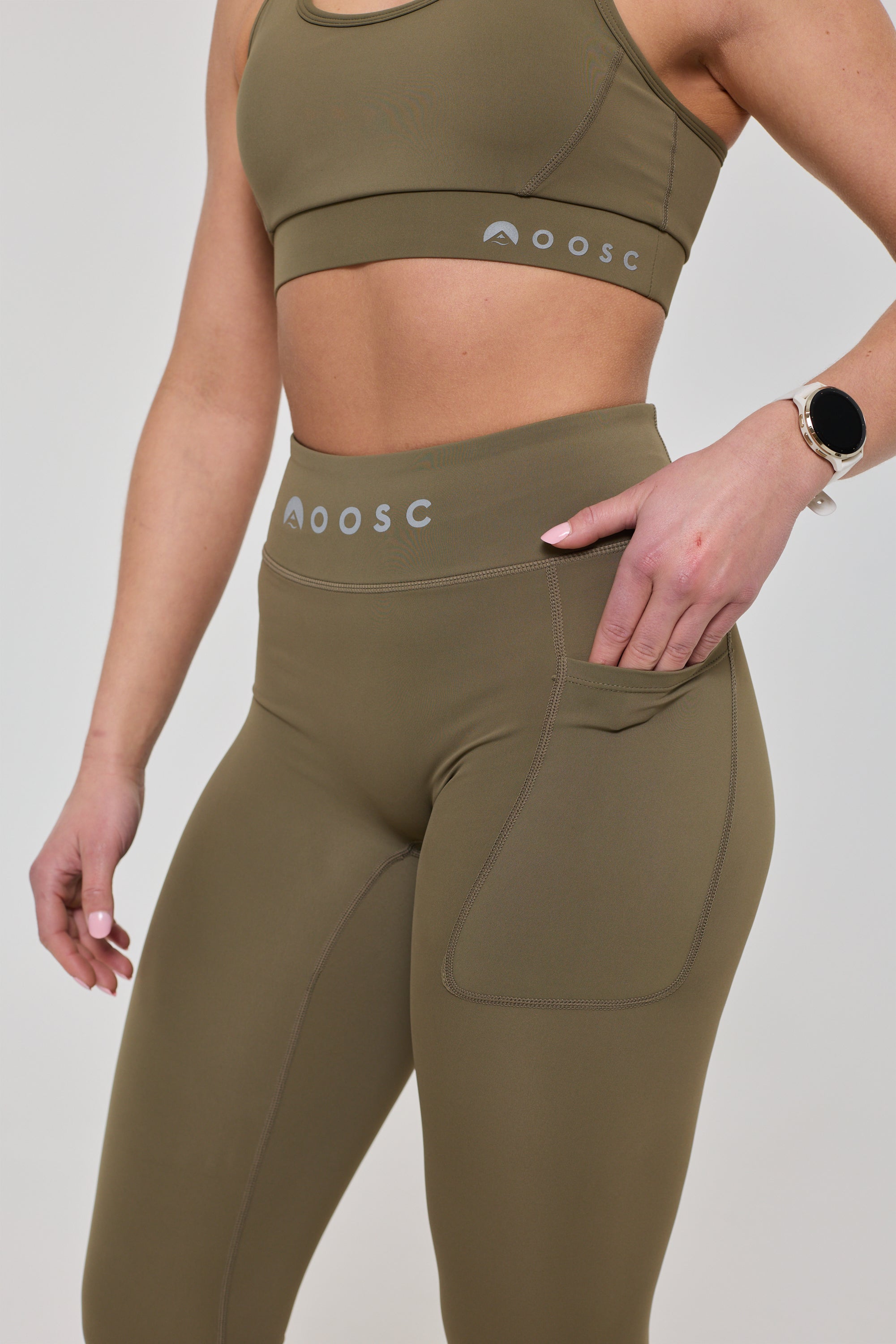 Infinite High Waisted Leggings - Khaki