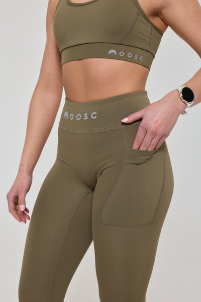 Infinite High Waisted Leggings - Khaki