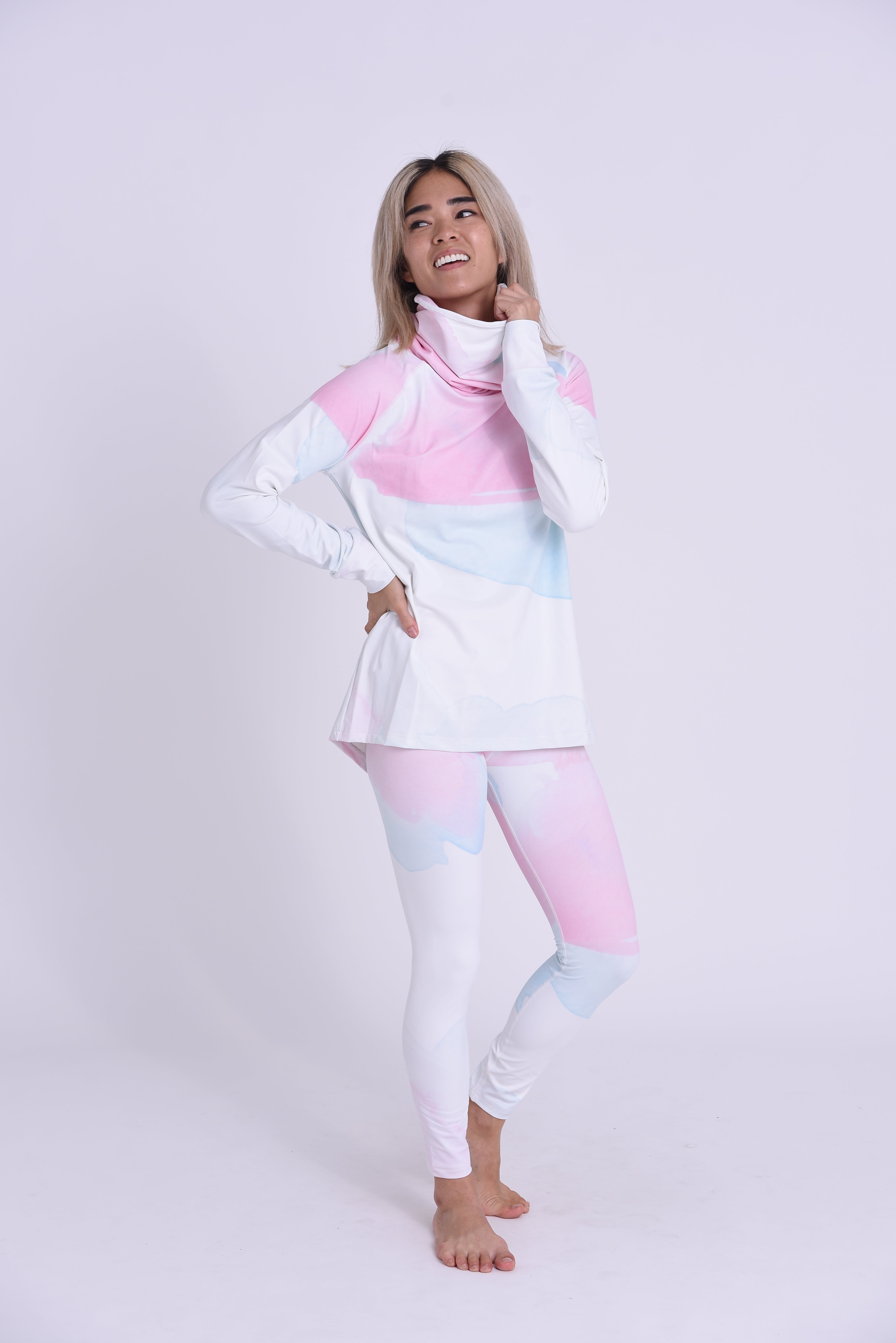 High Neck Baselayer Top Watercolour-  Women's