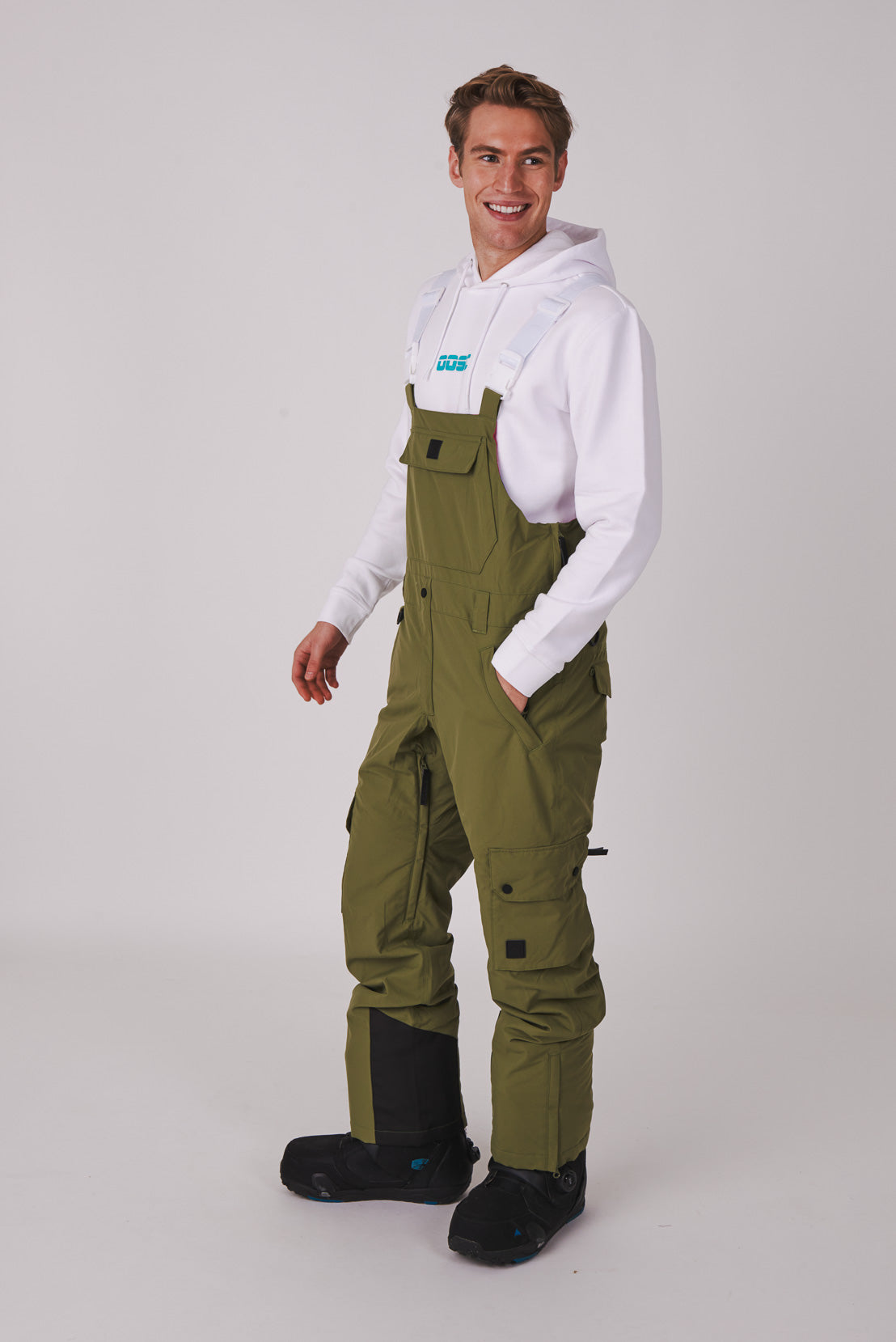 Yeh Man Ski- und Snowboard-Trägerhose für Herren – Khaki