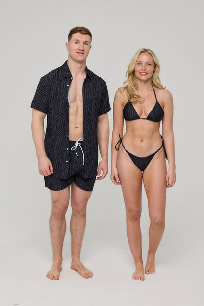 Black Tiger Triangle Bikini Top - OOSC Clothing