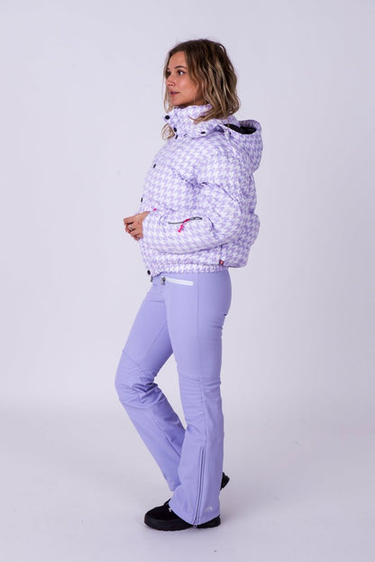 Chic Puffer Jacket - Purple Houndstooth - OOSC Clothing