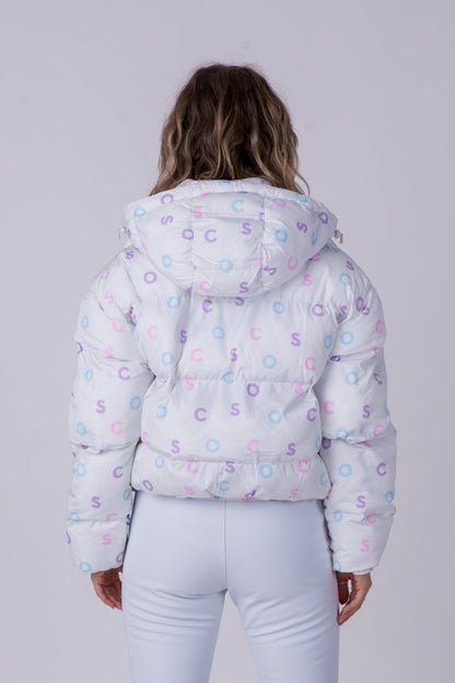 Chic Puffer Jacket - White OOSC Print - OOSC Clothing