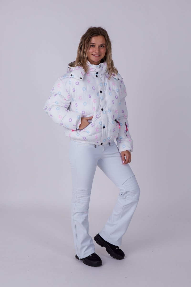 Chic Puffer Jacket - White OOSC Print - OOSC Clothing