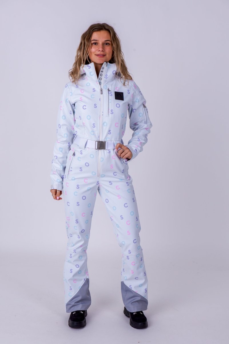 Chic Ski Suit - White OOSC Print - OOSC Clothing