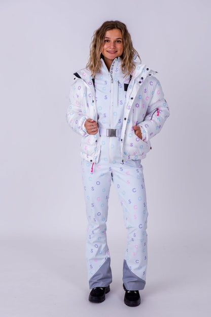 Chic Ski Suit - White OOSC Print - OOSC Clothing