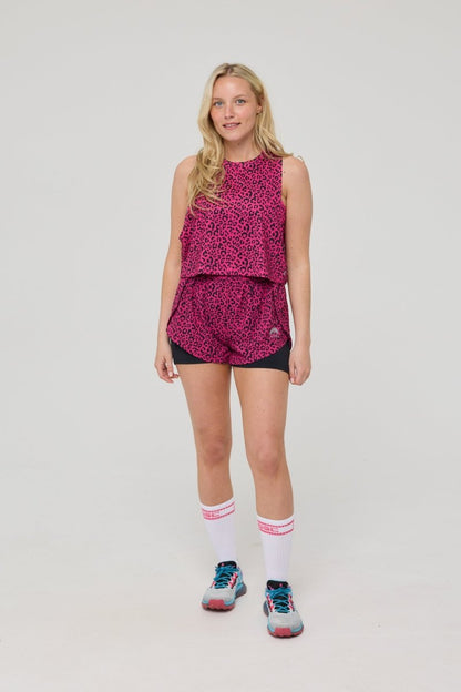 Elite 2 in 1 Running Shorts - Pink Leopard - OOSC Clothing