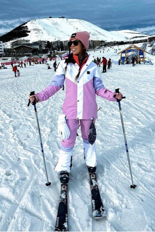 1080 Ski- und Snowboardjacke für Damen – Pastellrosa, Weiß und Pastelllila