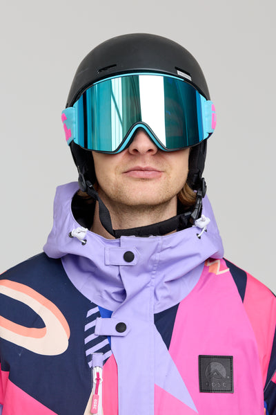 OOSC Vizion Ski & Snowboard Goggles - Neon Blue and Pink