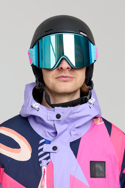 OOSC Vizion Ski & Snowboard Goggles - Neon Blue and Pink