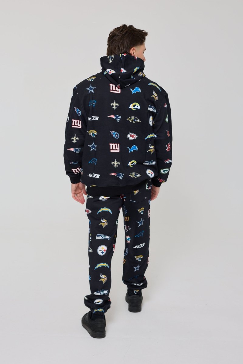 NFL Heavyweight Oversize 32 Team Mash Up Hoodie - Black - OOSC Clothing
