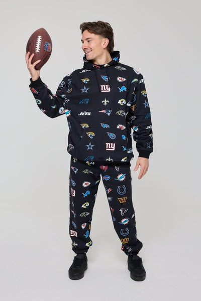 NFL Heavyweight Oversize 32 Team Mash Up Hoodie - Black - OOSC Clothing