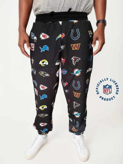 NFL Heavyweight Oversize 32 Team Mash Up Sweat Pants - Black - OOSC Clothing