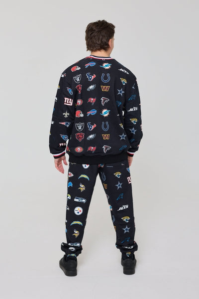 NFL Heavyweight Oversize 32 Team Mash Up Sweatshirt - Black - OOSC Clothing