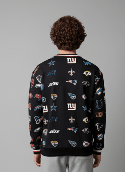 NFL Heavyweight Oversize 32 Team Mash Up Sweatshirt - Black - OOSC Clothing