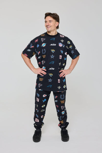 NFL Heavyweight Oversize 32 Team Mash Up T-Shirt - Black - OOSC Clothing