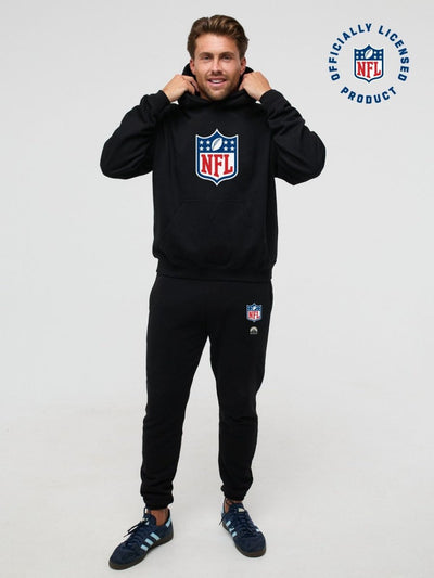 NFL Heavyweight Oversize Shield Hoodie - Black - OOSC Clothing