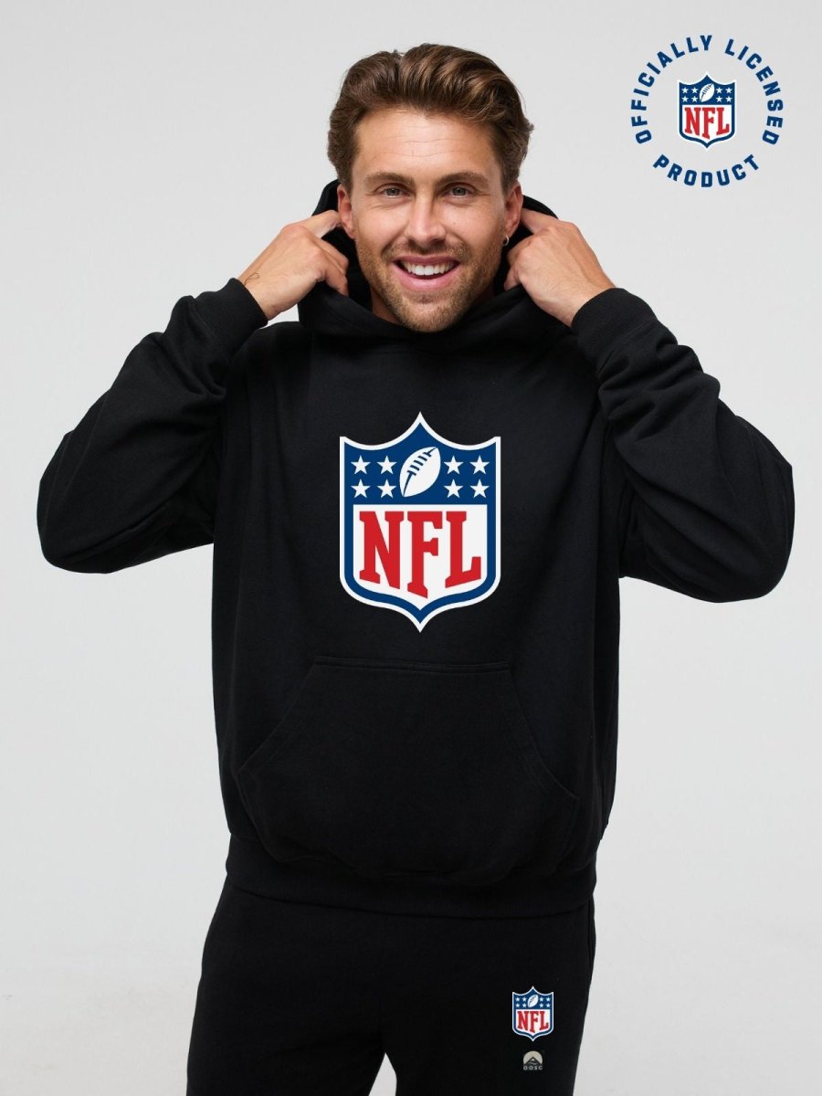 NFL Heavyweight Oversize Shield Hoodie - Black - OOSC Clothing