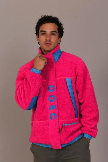 Sherpa-Fleecejacke Pink / Blau - Herren